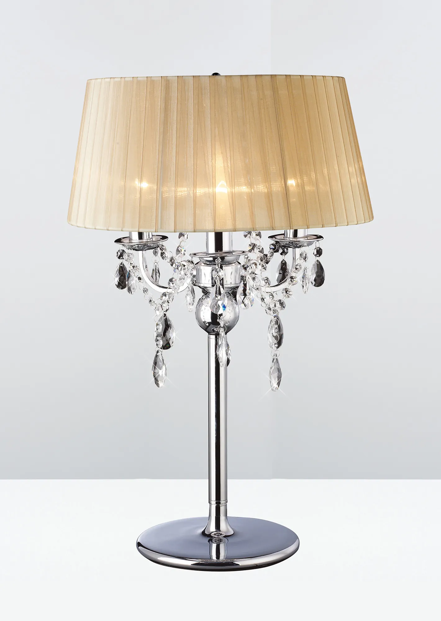 Olivia Polished Chrome-Soft Bronze Crystal Table Lamps Diyas Shaded Table Lamps